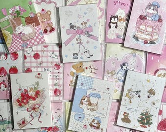 Kawaii Stationery Cute Strawberry Bunny Bear Cartoon  Memo Pad | 3 x 4.2 in | 50 Sheets | Memo Pad | Pastel Journal Stationery