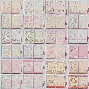 Bloc de notas de doble cara con diseño de cabaña cremosa de Kawaii Stationery / 7,5 x 11 cm, 50 hojas / 24 diseños