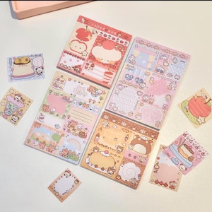 Japanese Cute Forest Patchwork Notepad | 4 x 5.5 in | 50 Sheets | Kawaii Memo Pad | 120gsm Thick Paper | Pastel Animal Journal Stationery
