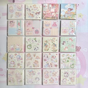 Kawaii Garden Aesthetics Memo Pad | 8 cm Square 50 Sheets | Kawaii Art Cute Stationery Office Supplies Gift