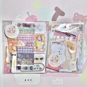 Kawaii zufällige Aufkleber & Washi Tape | Kleine Memo Sheets Grab Bag Bundle | Niedliches Briefpapier