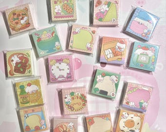 Kawaii Bunny Bento Club Memo Pads | 5.5cm Square 80 Sheets | Cute Food Notes, Notes Memo, Notes Set, Cute Stationery, Office Supplies