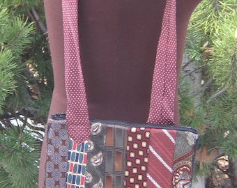 Pieced Necktie Shoulder Bag in Earthtones