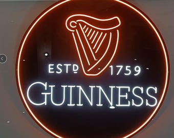 Placa de neon personalizada da Guinness - - Luz de bar e caverna para decoração de garagem e pub - Feito à mão no Canadá