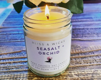 Seasalt and Orchid Soy Candle | Tropical Floral Candle | Scented Soy Candle | Orchid Candle | Floral Candle