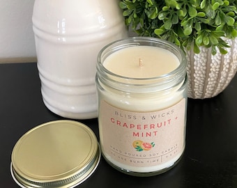 Grapefruit Mint Scented Soy Jar Candle Gift