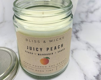 Peach Candle Gift Soy Candle for Mom Peach Scent