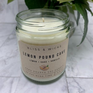 Lemon Pound Cake Soy Wax Jar Candle | Lemon Candle | Lemon Lover | Spring Candle | Bakery Soy Candle