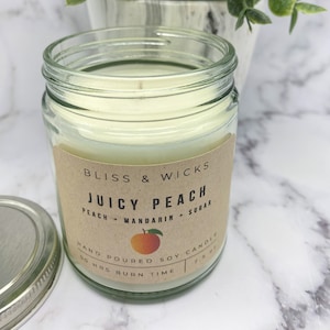 Peach Candle Gift Soy Candle for Mom Peach Scent