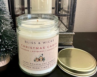 Christmas Cabin Candle | Cinnamon Soy Wax Candle | Cinnamon Jar Candle | Holiday Jar Candle | Christmas Candle