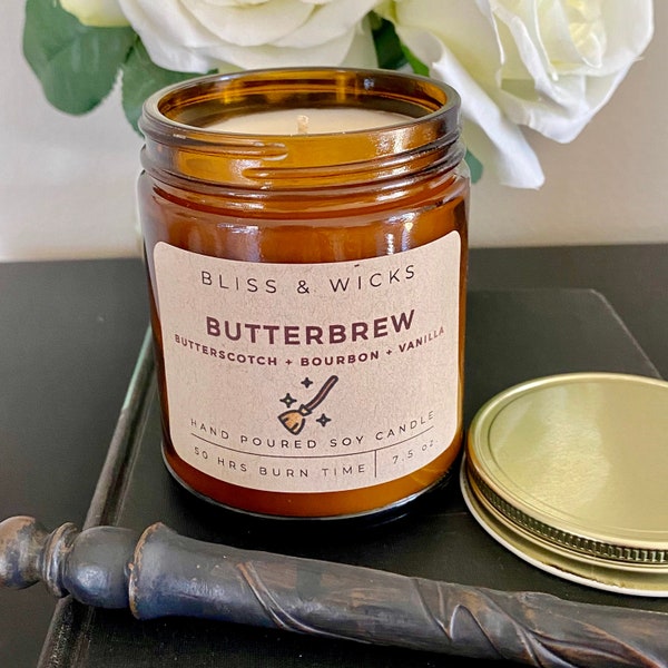 ButteryBeer Butterscotch Scented Soy Jar Potter Candle