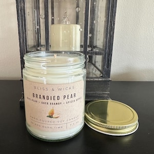 Brandied Pear Soy Candle: Autumn Scented, 50 Hour Burn
