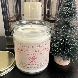 Peppermint Candle Candy Cane Soy Jar Christmas Gift