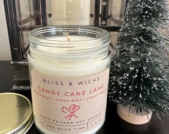 Peppermint Candle Candy Cane Soy Jar Christmas Gift