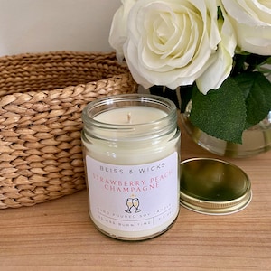 Champagne Scented Soy Candle Strawberry Peach