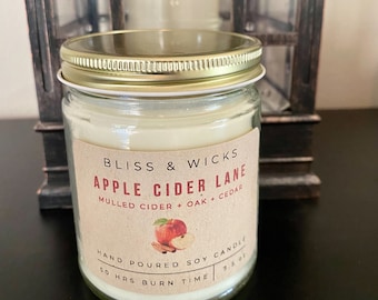 Apple Cider Soy Candle: Mulled Cider, Oak & Cedar - Fall Scent