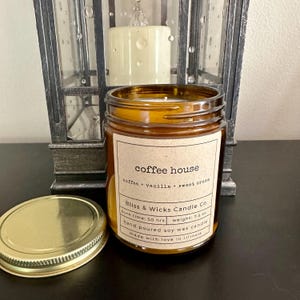 Coffee House Candle: Vanilla Caramel Scented Soy Candle