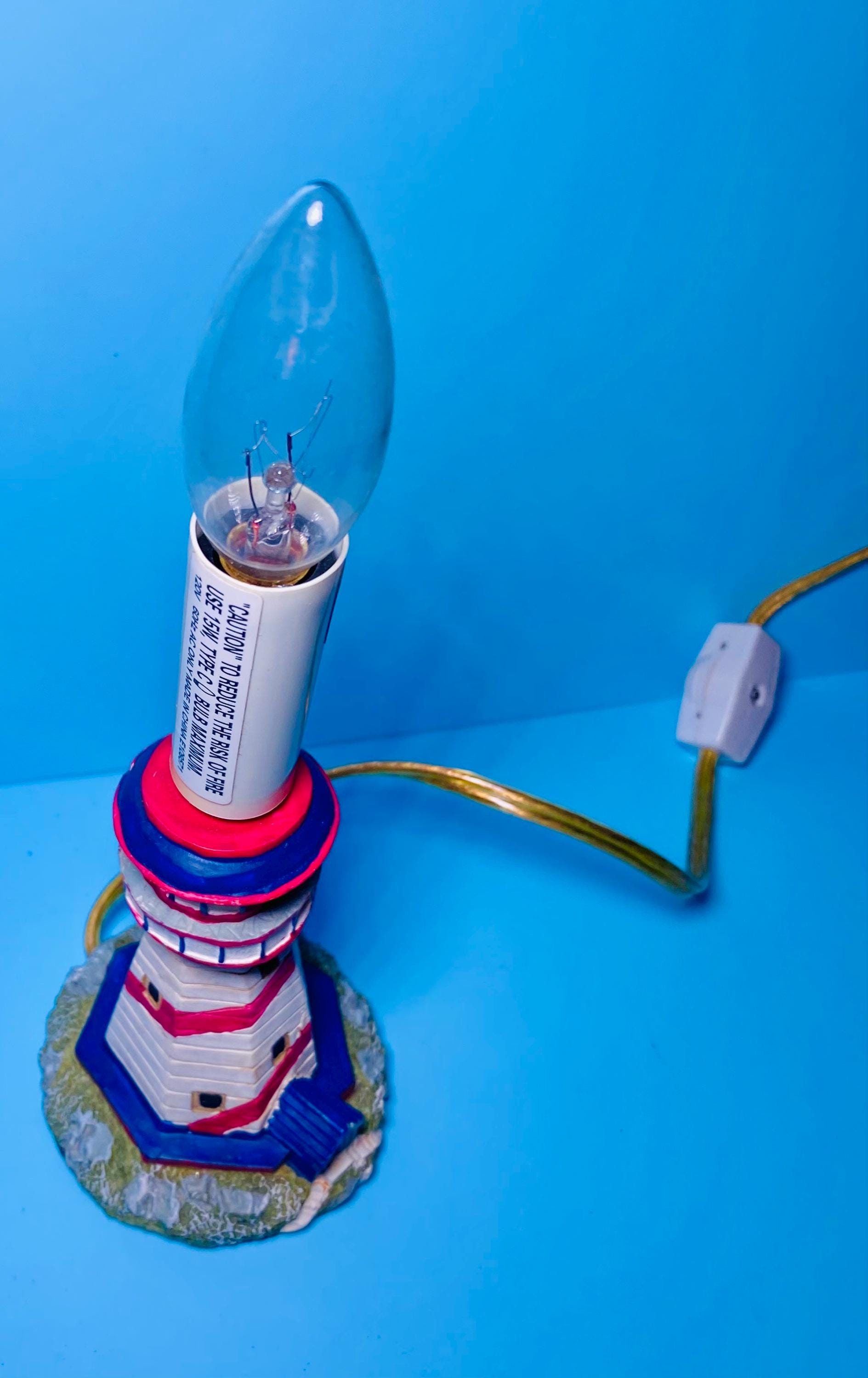 Vintage Lighthouse Accent Table Lamp Nautical off White Clip on Shade ...