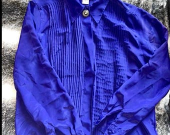 Penbrooke Lane Vintage Women's Purple Silky Button Down Blouse, 12