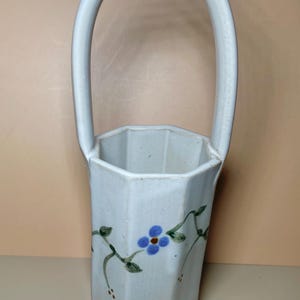 Vintage Wynot Pottery Handcrafted Ceramic Basket Vase Seagrove NC Rare