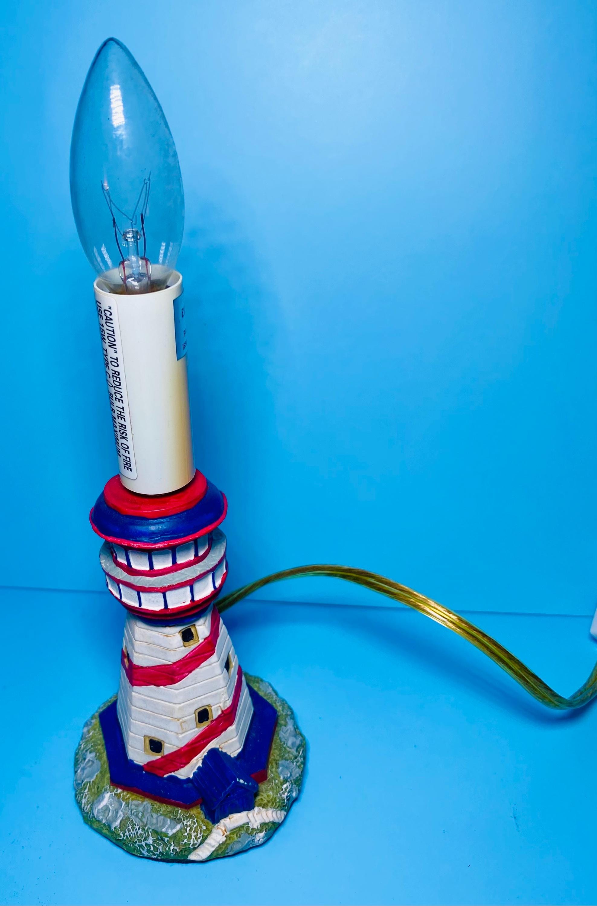 Vintage Lighthouse Accent Table Lamp Nautical off White Clip on Shade ...