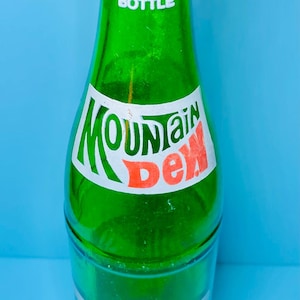 Vintage Mountain Dew Soda Pop Bottle 16oz. Green Nostalgia Retro