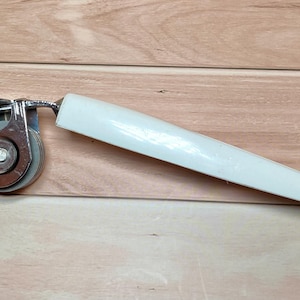 Vintage EKCO Chromium Plated Knife Sharpener - White Handle (1960s)