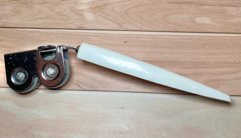 Vintage EKCO Chromium Plated Knife Sharpener - White Handle (1960s)