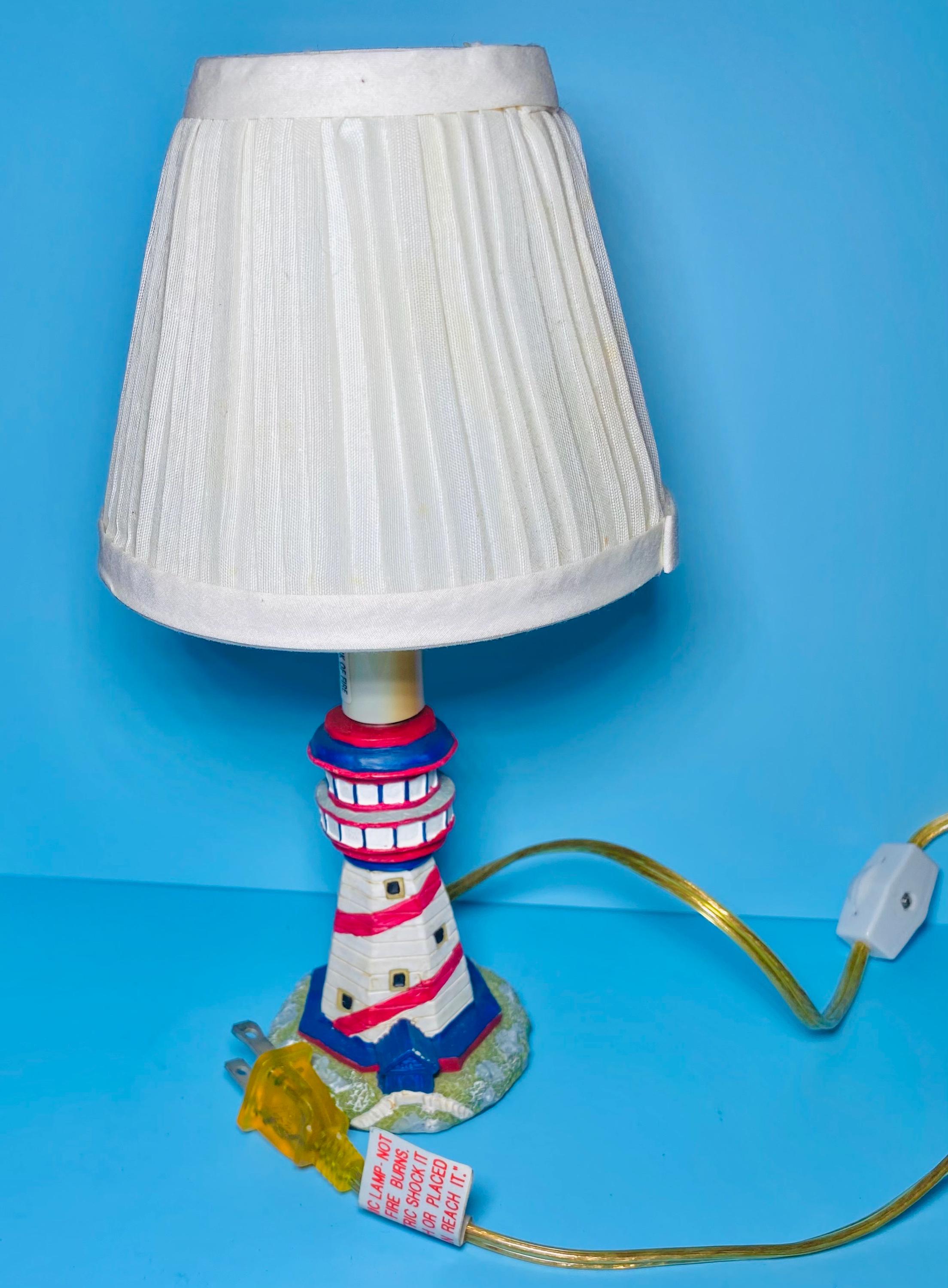 Vintage Lighthouse Accent Table Lamp Nautical off White Clip on Shade ...