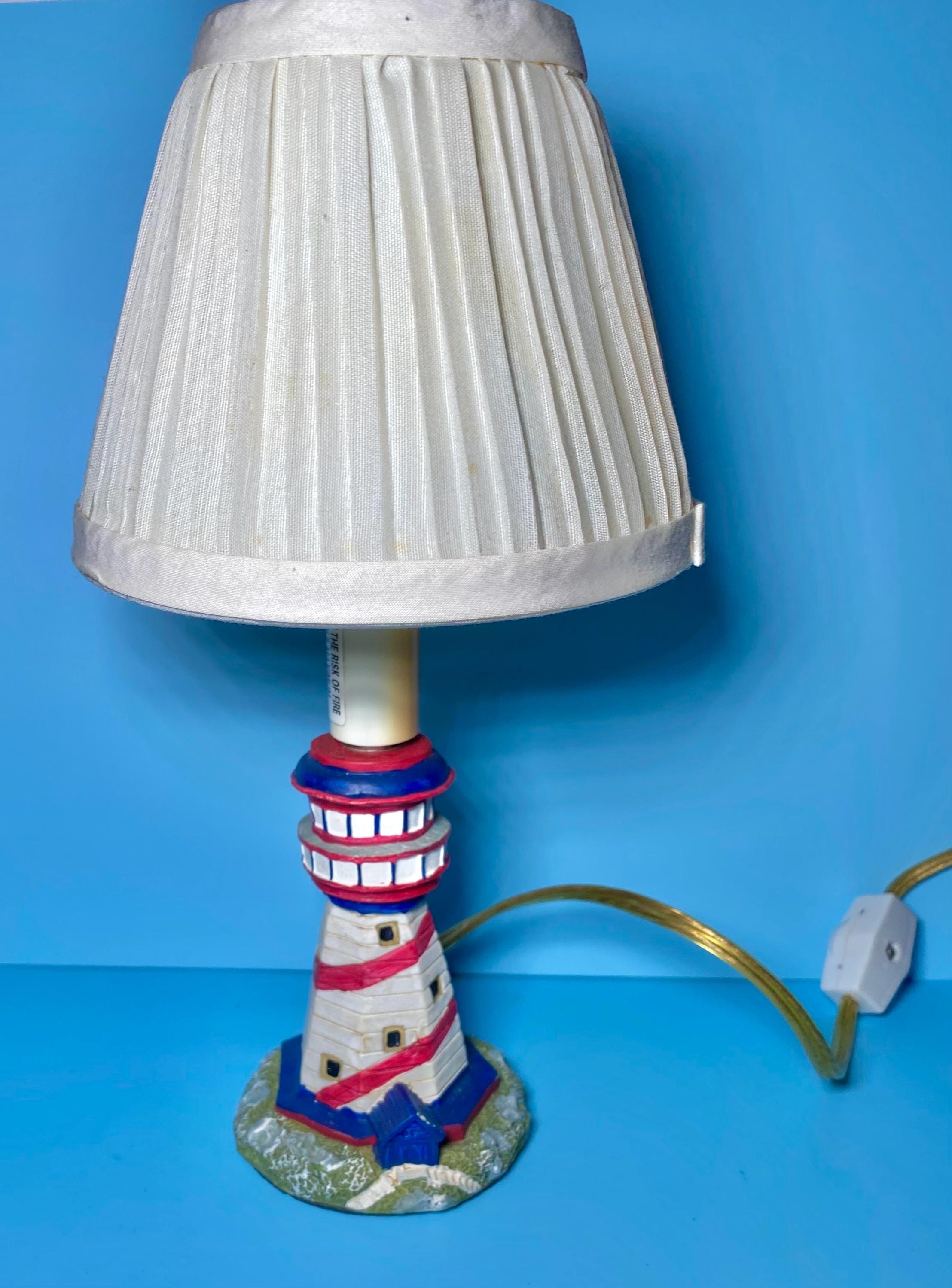 Vintage Lighthouse Accent Table Lamp Nautical off White Clip on Shade ...