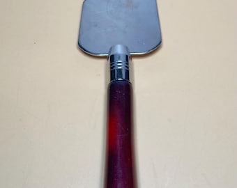 Vintage Serrated Cake Knife Server | Mid-Century Stainless Steel | Made in Canada with Tortoise Bakelite Handle
