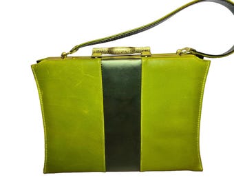 Bolso de mano vintage Mar-Shel de piel verde lima de los años 60, raro / Bolso de mano de mediados de siglo