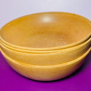 Vintage Agatized Wood Bowls Salad Serve Tan Brown Prep Wash Fruit Bowl Ellingers Set of 4