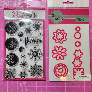 Conjunto de carimbos e matrizes Pink and Main Flurries