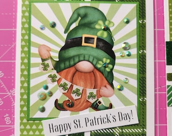 Handmade St. Patrick's Day Greeting Card Gnome Leprechaun Shamrock