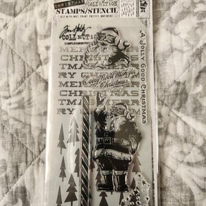 Tim Holtz Stampers Anonymous Christmas Santa Stamp and Stencil Set