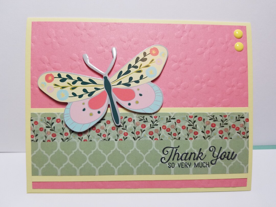 Handmade Thank You Card, Butterfly - Etsy