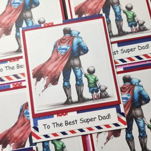 Handgemachte Super Dad Action Helden Grußkarte zum Vatertag