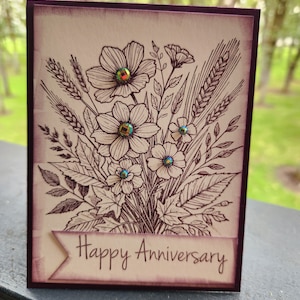 Cartão de feliz aniversário feito à mão com flores