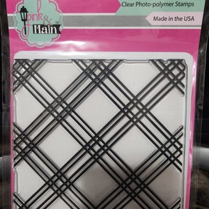 Conjunto de carimbos de fotopolímero transparente com fundo xadrez rosa e principal 3