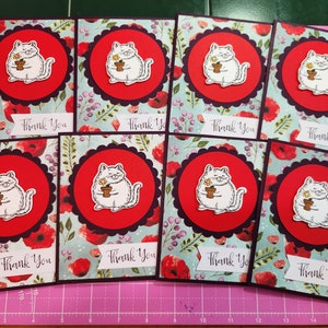 Handmade Thank You Fluffy Cat Card