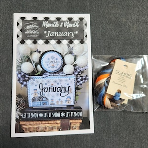 Stitching with the housewives Month 2 Month pattern and floss kit. January