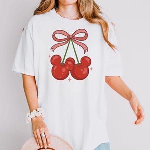 Cherry Bow Mickey Shirt, Coquette Disney Tee, Girly Aesthetic Baby Tee, Disney Mickey girly aesthetic Shirt, Gift For Her, y2k Apparel