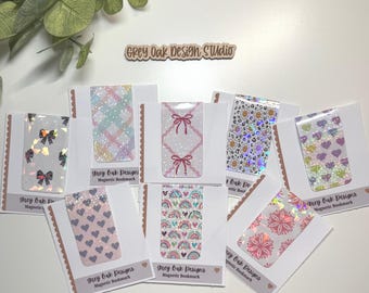 Girly Bookmark, Handmade Holographic Magnetic Bookmark, Cute Bookmark, Bookish Gift, Book Lover, Student Gift, Reader Gift