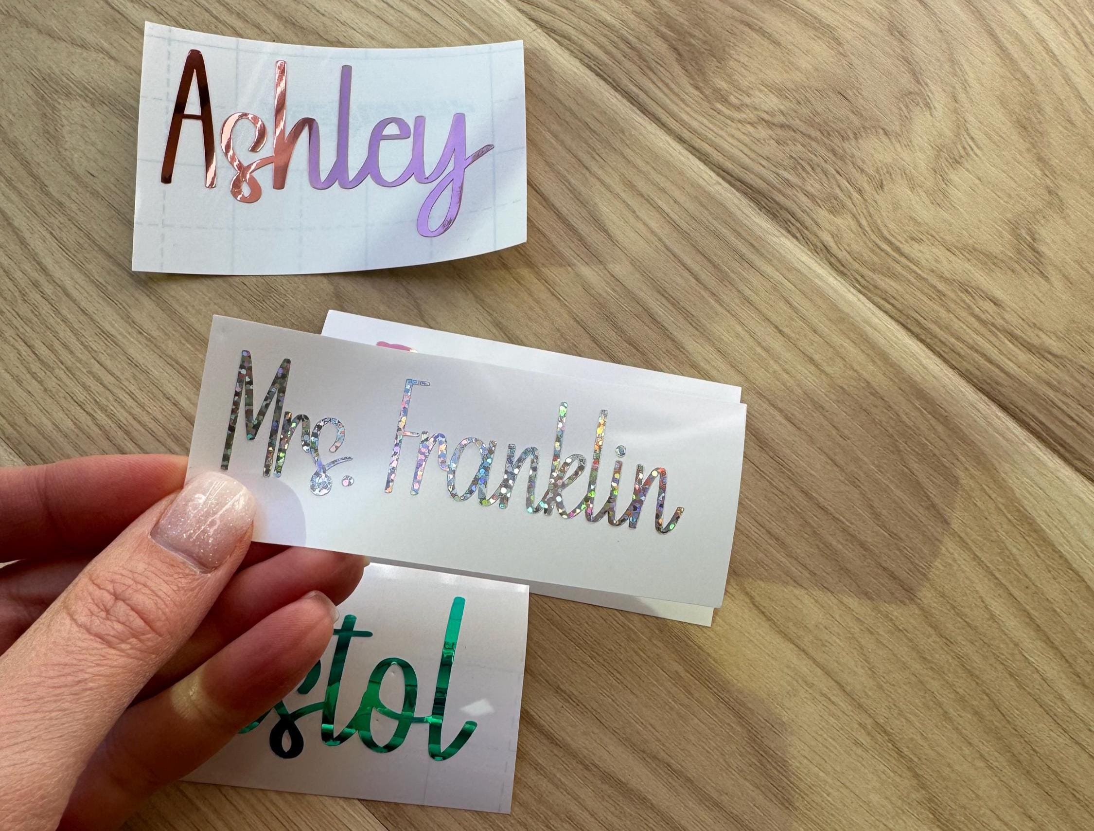 Personalized Name Vinyl Decal Custom Name Sticker Holographic Decals ...