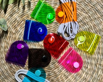 Cable Keeper, Cord Holder, Cable Tidy Transparent PVC Vinyl, Desk Cord Organizer, Travel Cord Organizer, Snap Cord, Travel Organizers