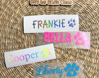Custom Pet Name Decal, Personalized Pet Name Decal, Paw Print Decal, Dog Bowl Label, Cat Name Sticker, Personalized Pet Accessories