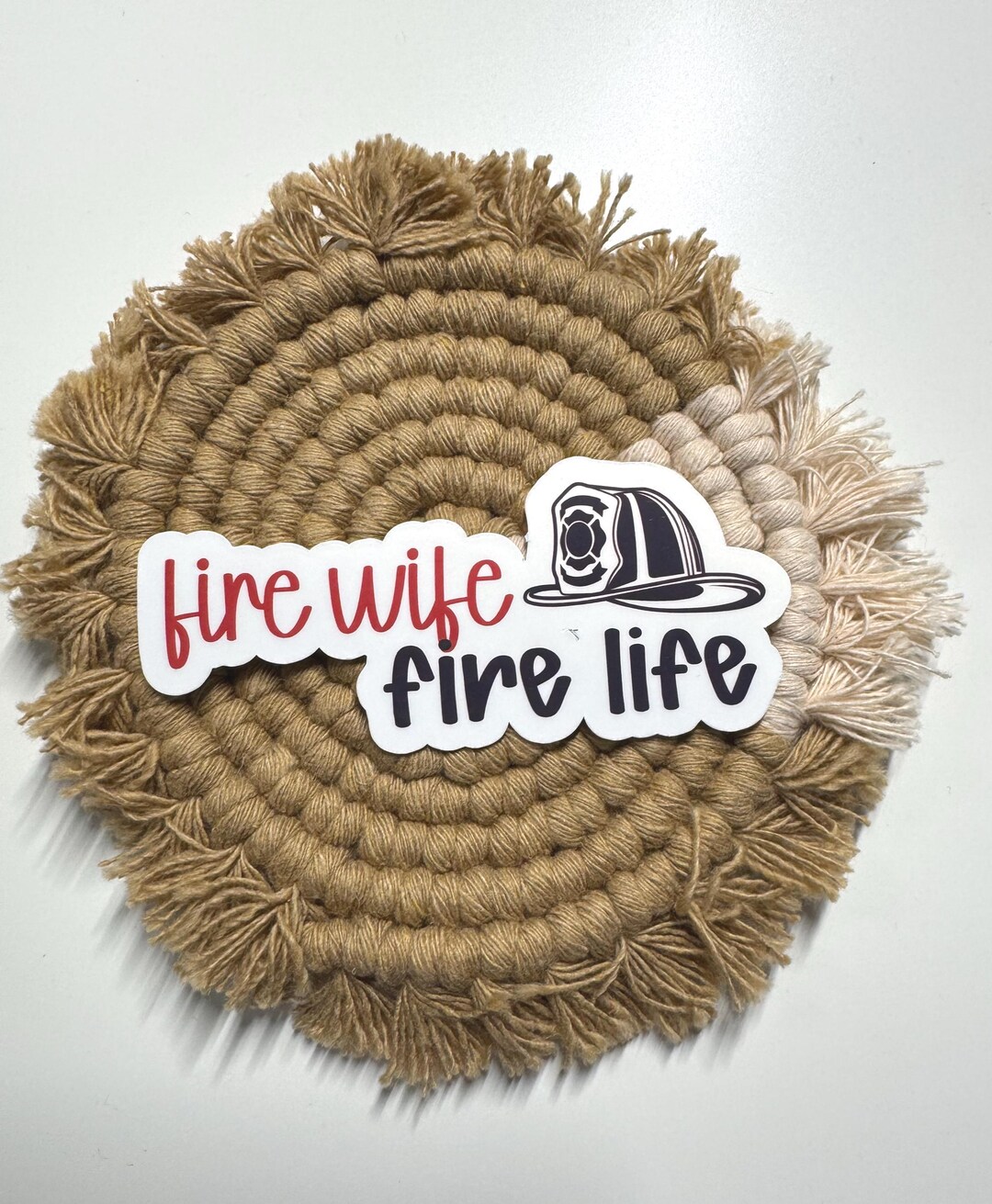 Proud Fireman Wife Glossy Waterproof Sticker, Firefighter, Thin Red ...