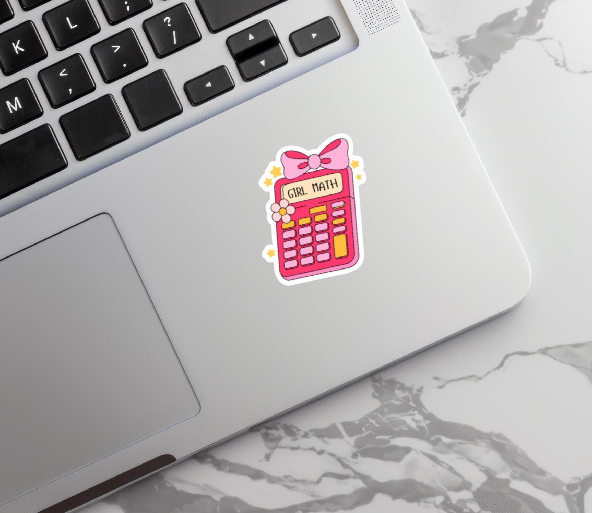 Pink Math Stickers Design Girl Math Pink Calculator Sticker, Holographic Kindle Sticker, Girlie ...