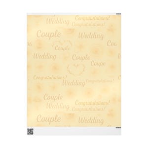 Elegant Wedding Wrapping Paper, Romantic Gift Wrap for Couples, Bridal Shower, Wedding Gifts, Engagement Celebrations